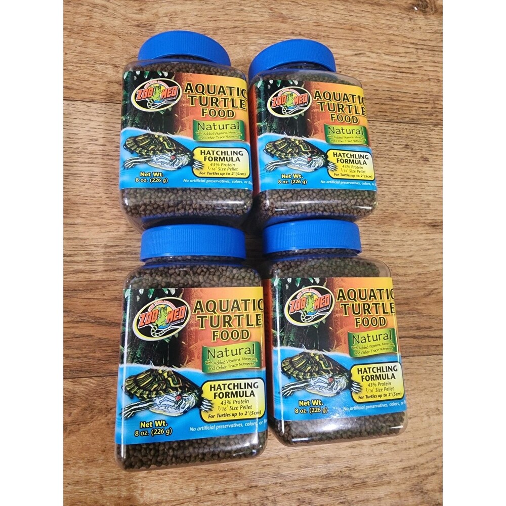 4 Pack Natural Aquatic Turtle Food (226g) Hatchling Formula for Turtles up to 2"